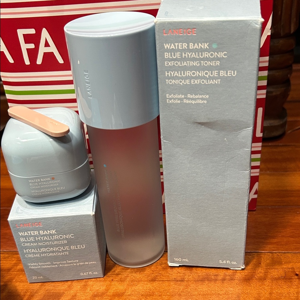 LANEIGE water bank blue Hyaluronic cream moisturizer,full size exfoliating toner